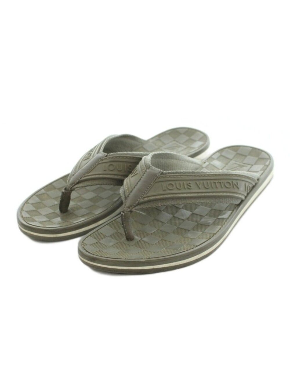 Louis Vuitton Beach Sandals Tong Damier Pattern Khaki 5
